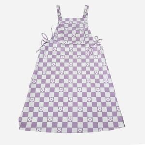 Jenna & Jessie Girls Purple Checkered Floral Overall‎ Dress Size 10